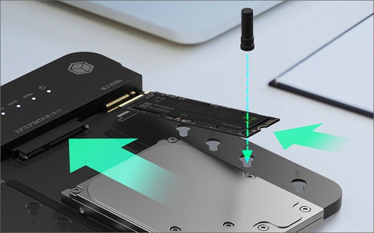 Stacion klonimi Icy Box IB-2915MSCL-C31, USB 3.2 Gen 2, për SSD M.2 NVMe dhe HDD 2.5"/3.5", gri