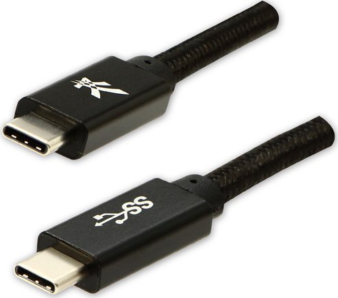 Kабел USB Logo USB-C во USB-C, 1 m, 5 Gb/s, црн