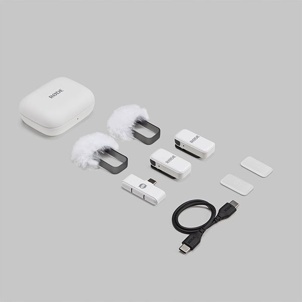 Mikrofon pa tel Rode Wireless Micro USB C, për smartphone USB C, i bardhë
