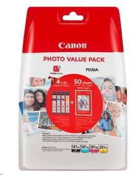 Ngjyrë për printer Canon CLI-581XL BK, e kaltër/rozë/e verdhë