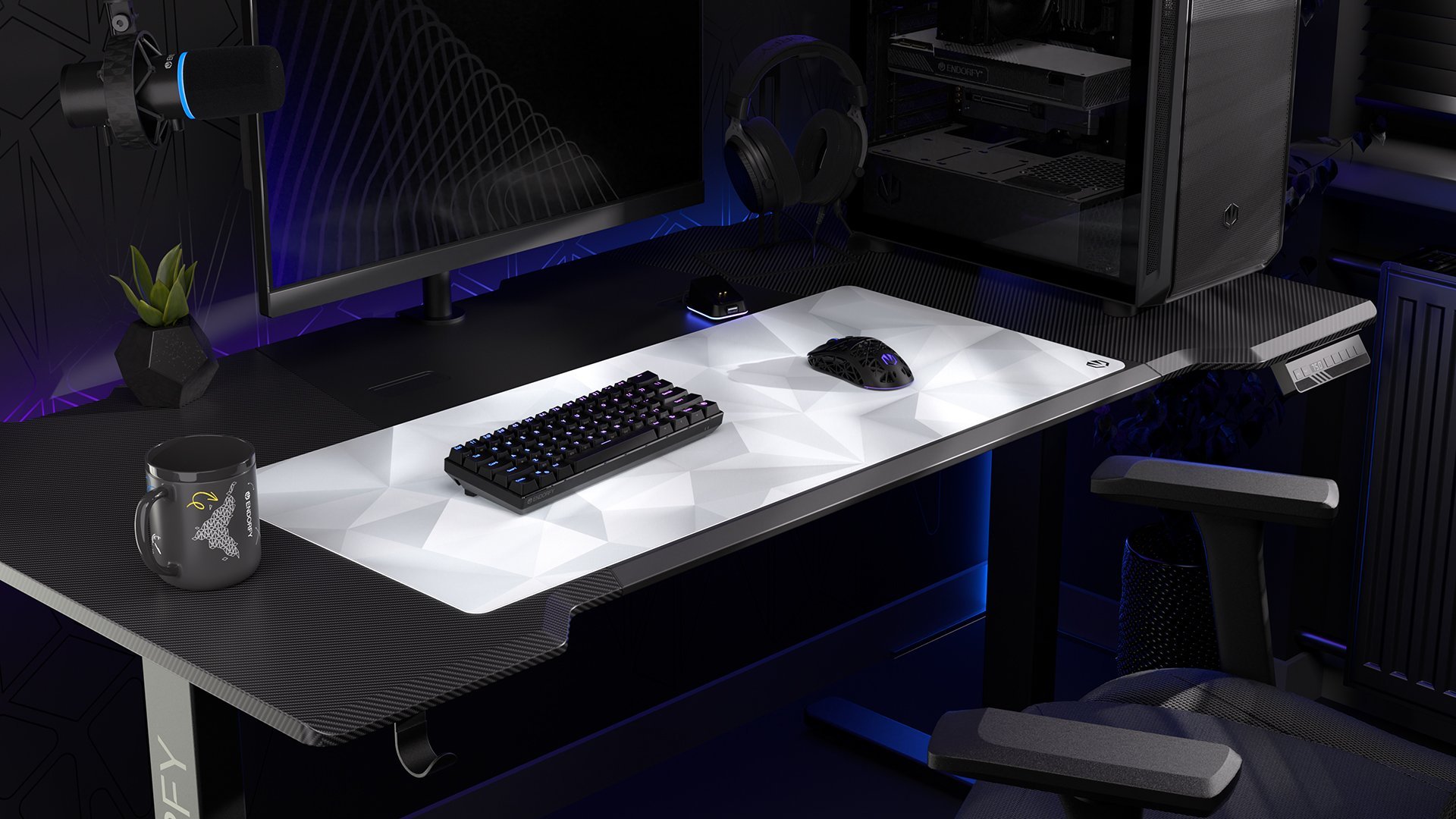 Mousepad gaming ENDORFY Crystal Onyx White XL, 900x400mm, sipërfaqe precize, bardh e zi