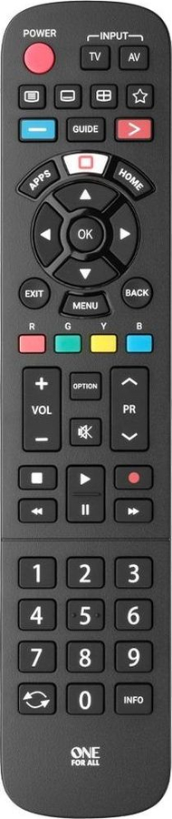 Pilot televizori One For All URC4914, për Panasonic, funksion mësimi, i zi