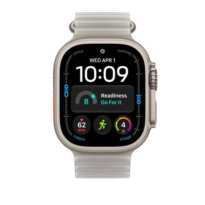 Apple Watch 49mm Translucent Grey Ocean Band Extension, Natural Titanium Finish