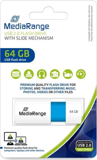 USB flash MediaRange MR974, 64GB, USB 2.0, blu
