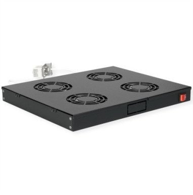 Njesi ventilimi tavanore Roline roof fan unit, për kabinet rack 19", 4 ventilatorë, e zezë