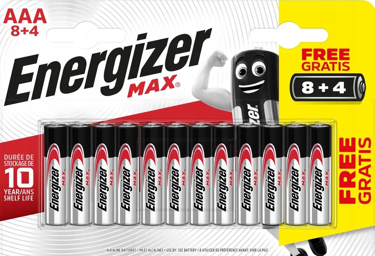 Bateri alkalike Energizer Max AAA E303340900, 1.5V, paketim 12 copë