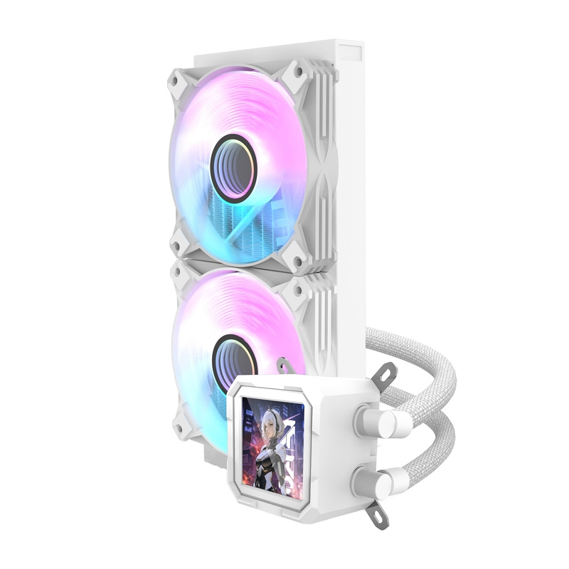 Ftohës ujor për procesor DarkFlash DV240S, radiator 240mm, ARGB, i bardhë