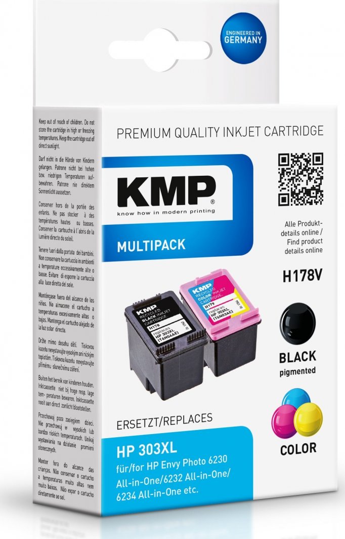Bojë printeri KMP H178V Multipack, kompatibël HP 303XL 3YN10AE, e zezë dhe me ngjyra