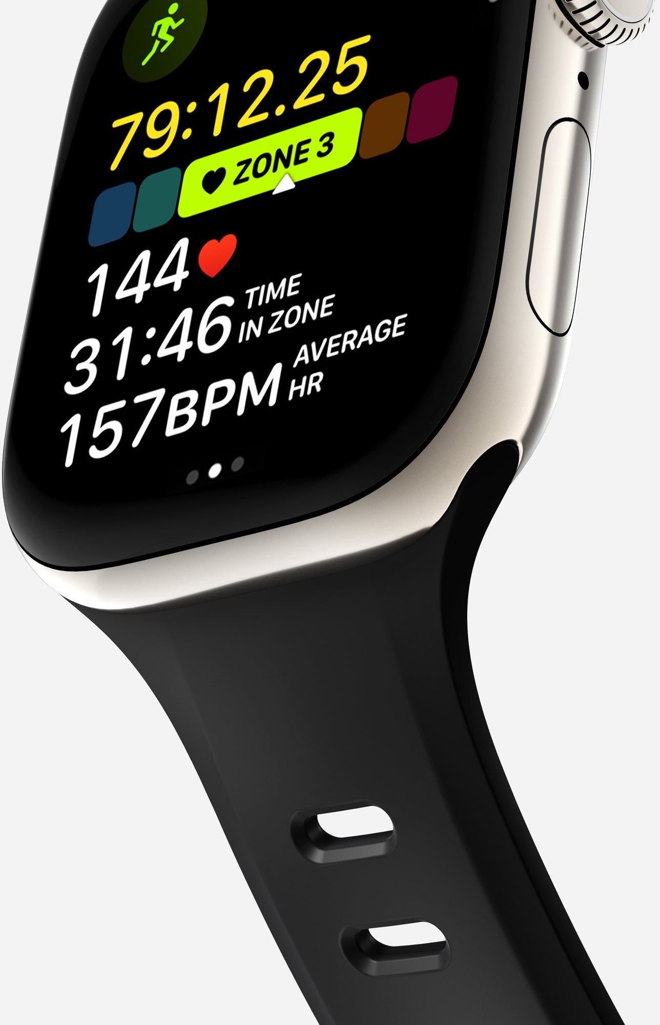 Rrip për Apple Watch Nomad Tempo Band 46mm, 20mm, FKM pa PFAS, i zi
