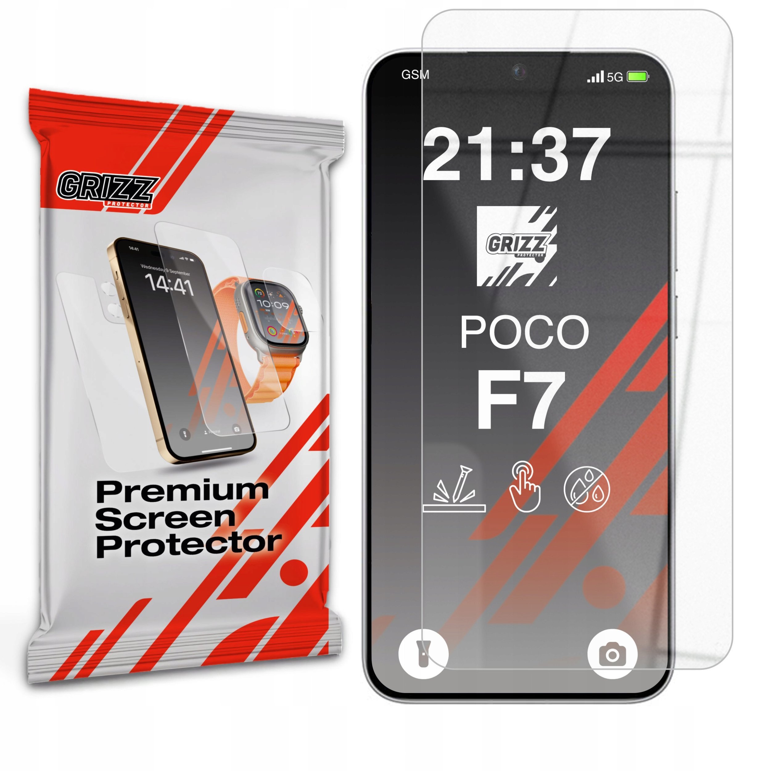 Mbrojtës ekrani GrizzGlass HybridGlass për Xiaomi POCO F7 5G, xham hibrid, transparent