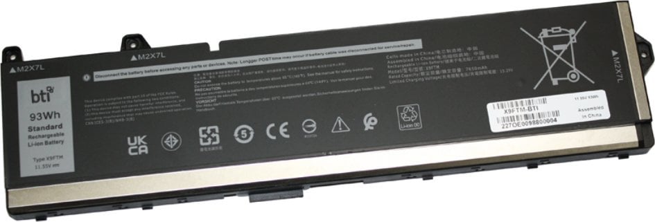Bateri notebook Origin Storage BTI X9FTM, 6 qeliza, 8050mAh, e zezë