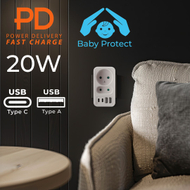 Prizë shumëfishe Maclean MCE249 F/W, 2x220V, 2xUSB A 2xUSB C PD 20W, e bardhë