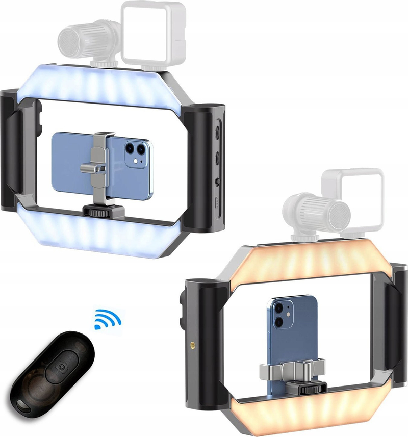 Dritë video Ulanzi U-Rig, LED 2 në 1 ring light me dorezë, telekomandë wireless, e zezë