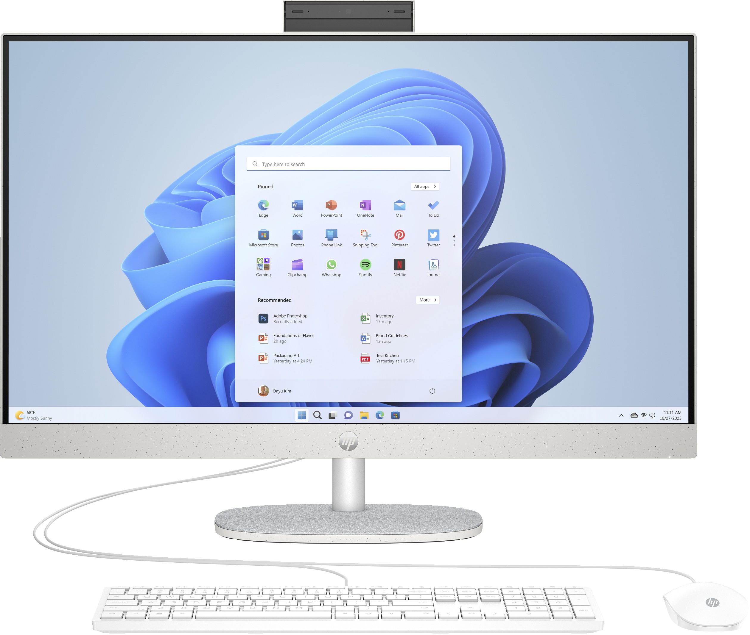 Kompjuter HP All-in-One 27-cr1001ng, 27", Intel Core Ultra 7 155U, 16GB DDR5, 512GB SSD, Intel UHD Graphics, i bardhë