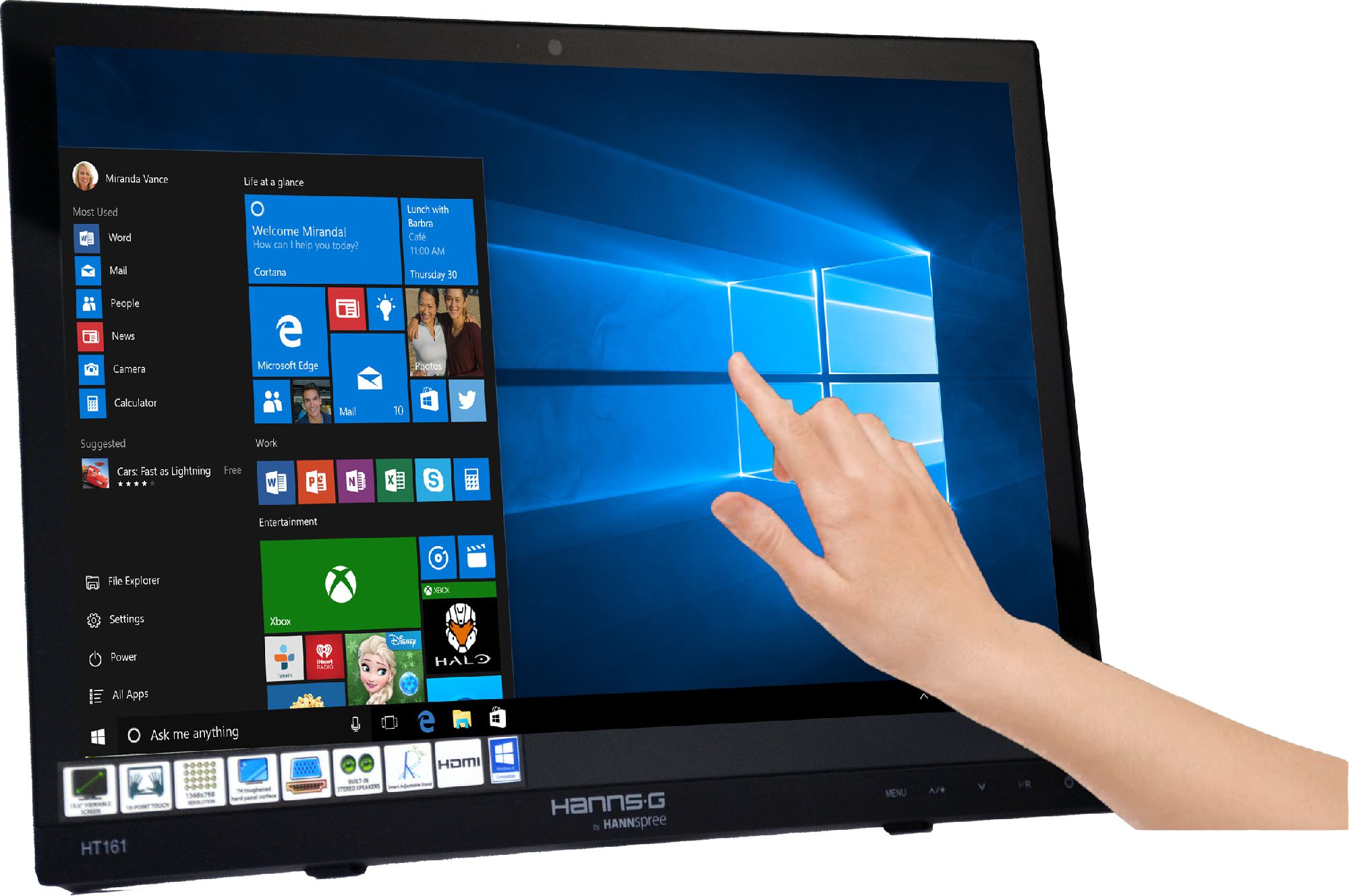 Monitor touchscreen Hannspree HT161HNB, 15.6", HD, i zi