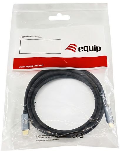 Kабел USB C Equip 3.2, 3 m, 5A, 4K 60Hz, сиво и сребрено