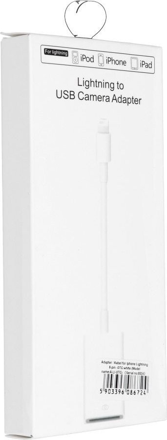 Adapter OEM OTG USB A në Lightning, për iPhone dhe iPad, i bardhë