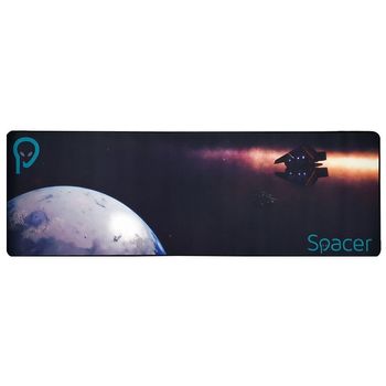 Mousepad gaming Spacer SP-PAD-GAME-B, 900 x 300 x 3 mm, gome natyrale dhe pëlhurë, i zi