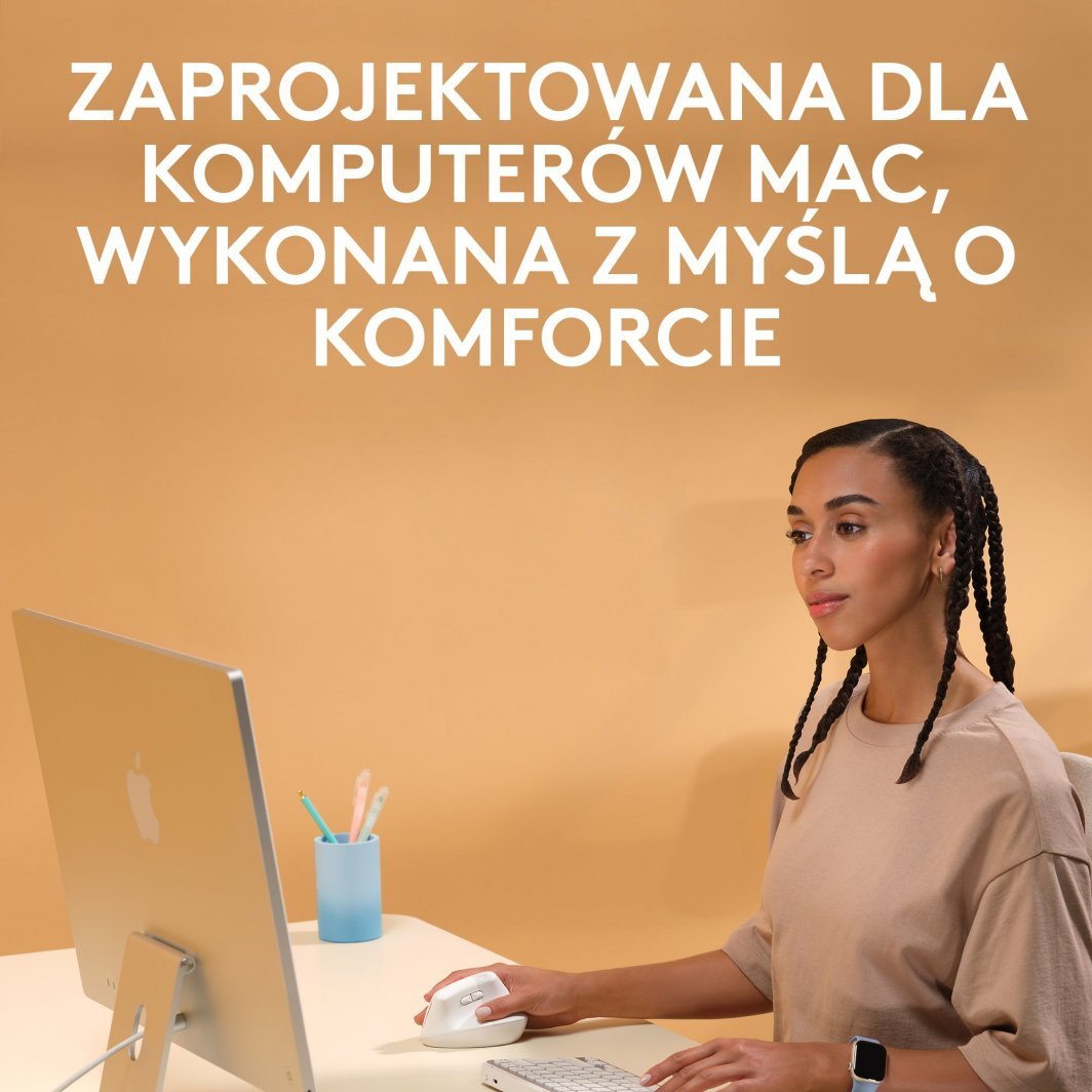 Maus Logitech Lift, wireless, Bluetooth, USB, i bardhë