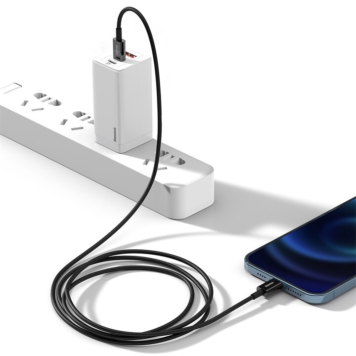 Baseus кабел за полнење/податоци, Superior Series USB-C - Lightning, 20W, 1m, црна