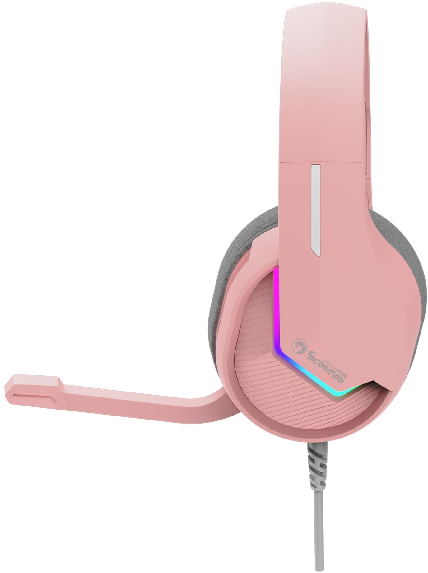 Kufje gaming Marvo TACTIC 40, me mikrofon, USB, me ndriçim, rozë