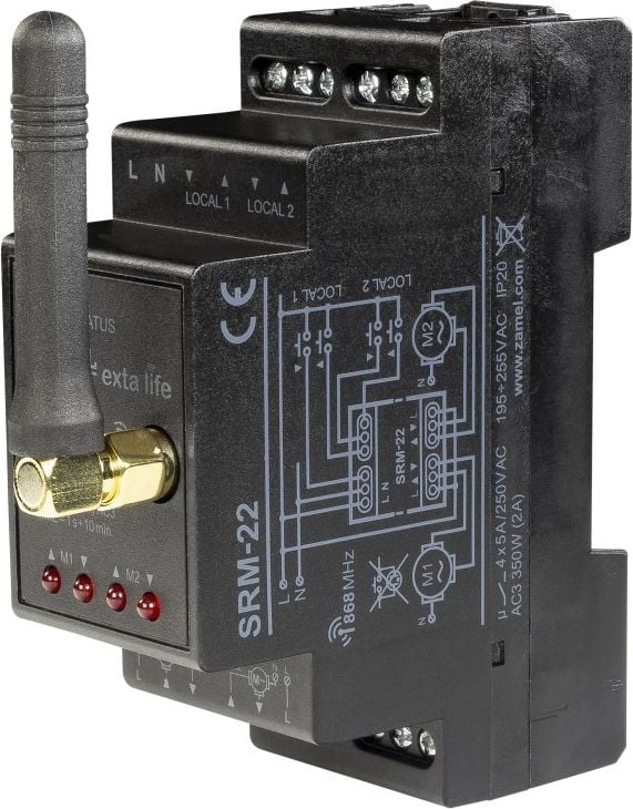 Kontrollues roletash Zamel SRM-22, radio, 2 kanale, 230V