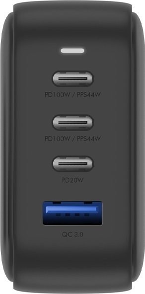 Karikues rrjeti Energea Travelite GaN100, 100W, 3x USB-C 1x USB, PD PPS QC 3.0, i zi