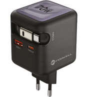 Karikues murale Forcell F-Energy GaN, 70W, USB C USB A kabllo tërheqëse, gri