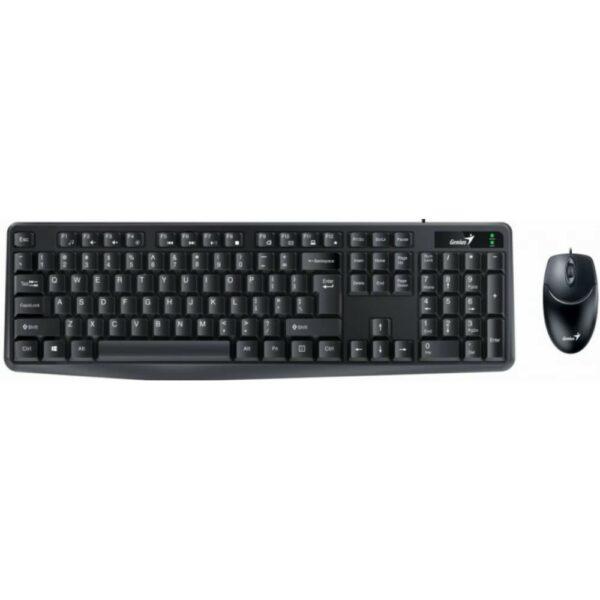 Set tastierë dhe maus Genius KM, me kabllo USB, 104 taste, i zi