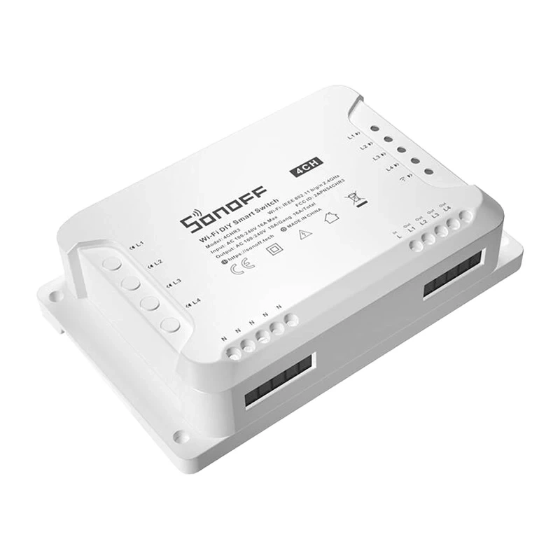 Rele smart Sonoff 4CH R3, 4 kanale, WiFi, e bardhë