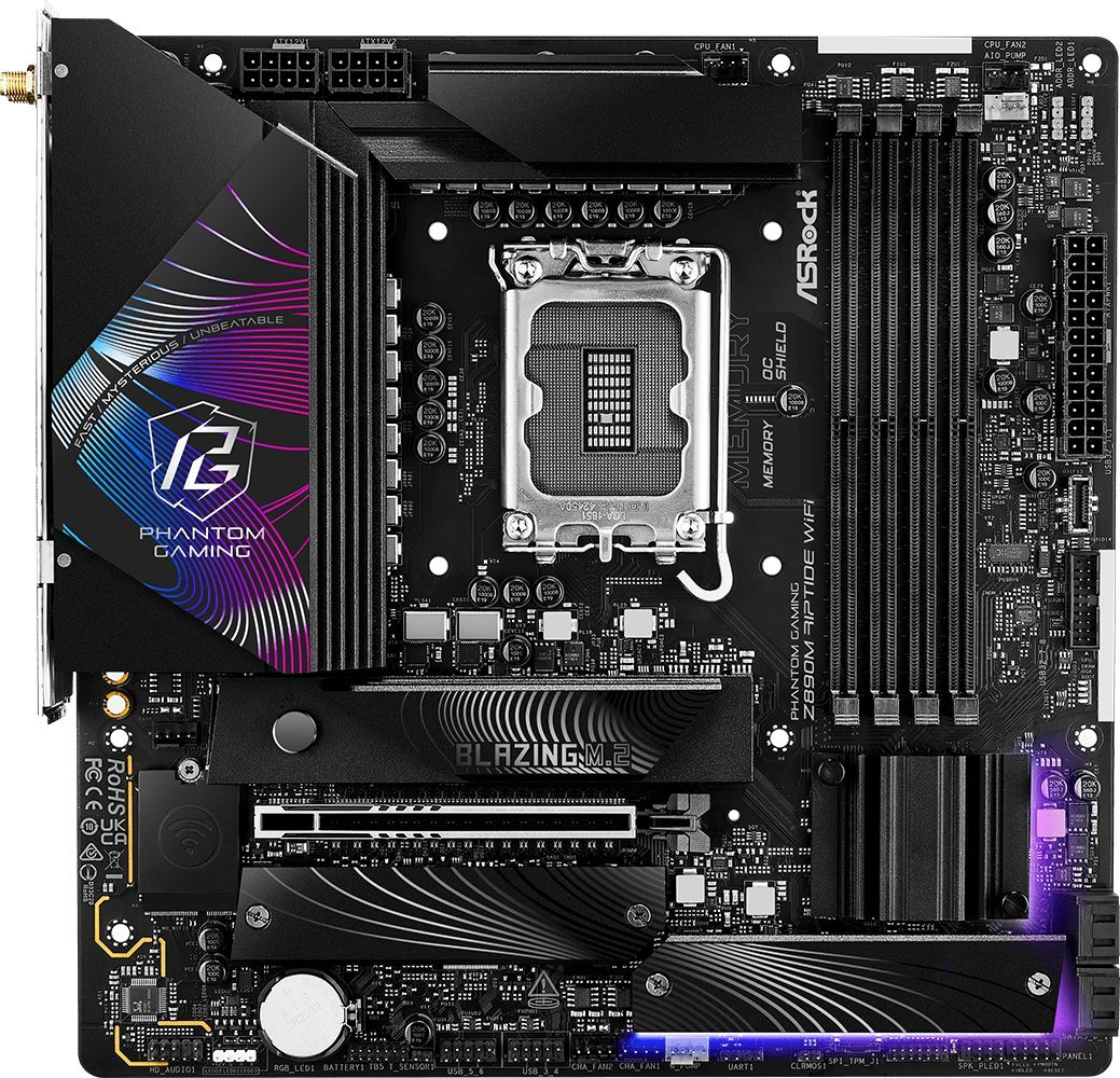 Pllakë amë ASRock Phantom Gaming Z890M Riptide WiFi, Intel Z890, DDR5, Micro ATX