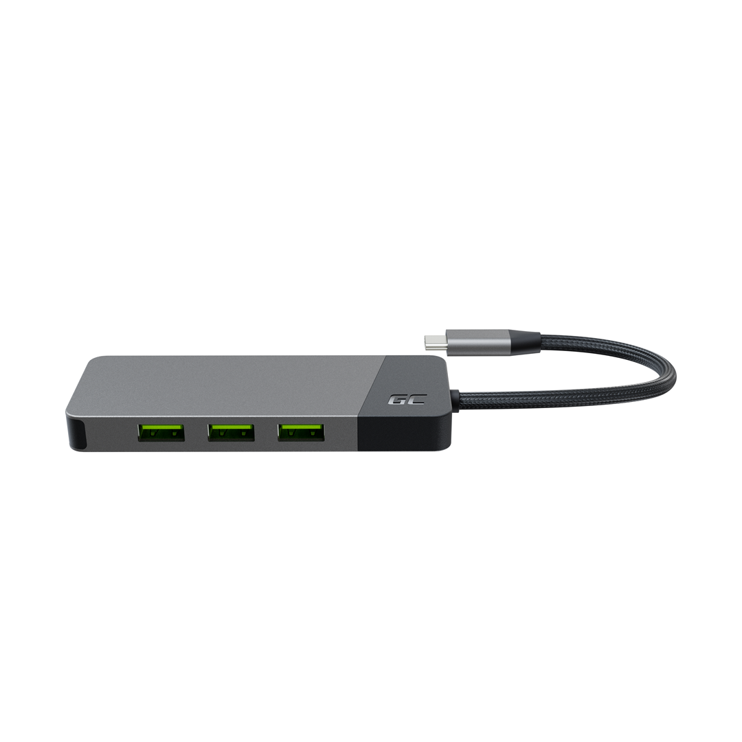 Qendër USB-C Green Cell HUBGC01, 7-në-1, 4K 60Hz, 85W, i hirtë