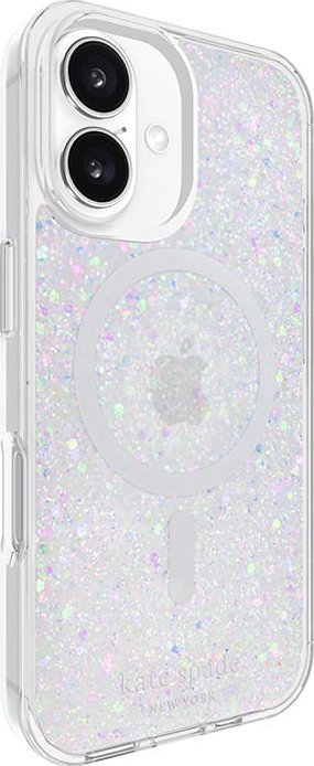 Заштитна маска за телефон Kate Spade New York Chunky Glitter MagSafe, за iPhone 16, транспарентна со сјај