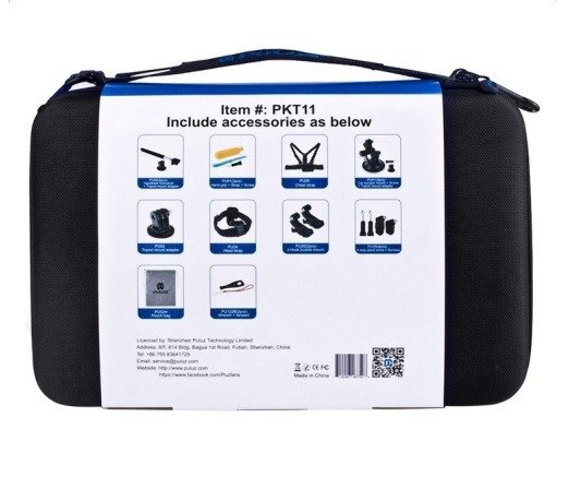 Set aksesorë Puluz PKT11, 20 në 1, për kamera sportive, i zi