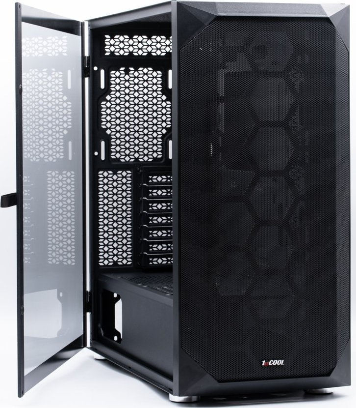 Kasë 1stCOOL Wind Storm, e zezë ARGB, Midi Tower