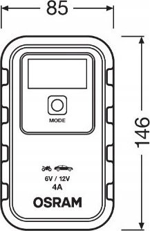 Karikues baterie Osram, 6V 12V, 4A 90Ah, gri