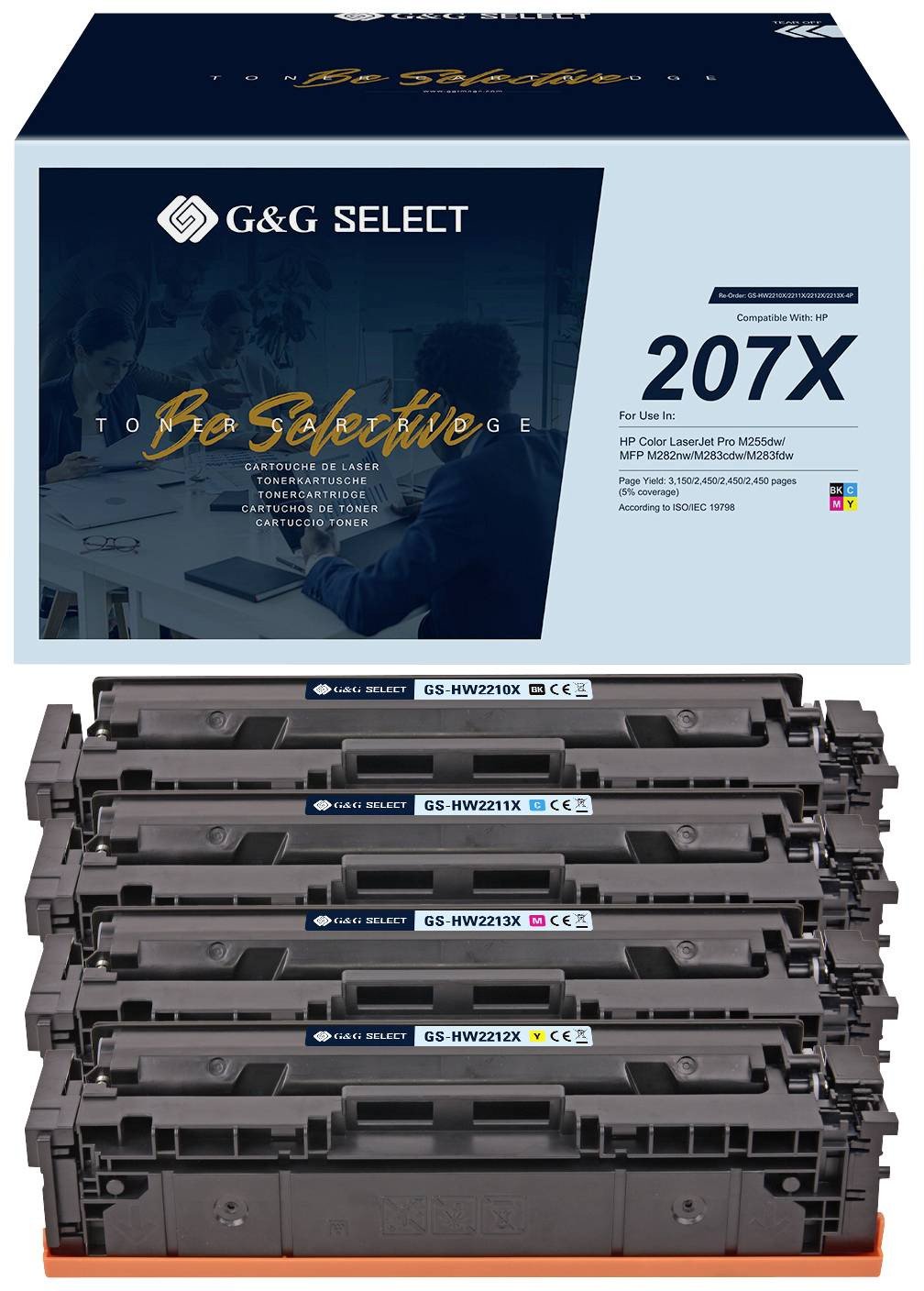 Toner G&amp;G Select HP 207X, paketë XL, Black Cyan Magenta Yellow