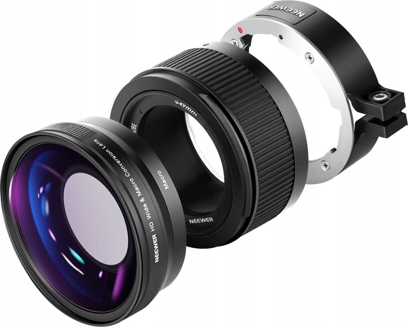 Objektiv 2 në 1 Neewer LS-18 për Sony ZV1, wide 18mm 0.75x, macro 10x, i zi