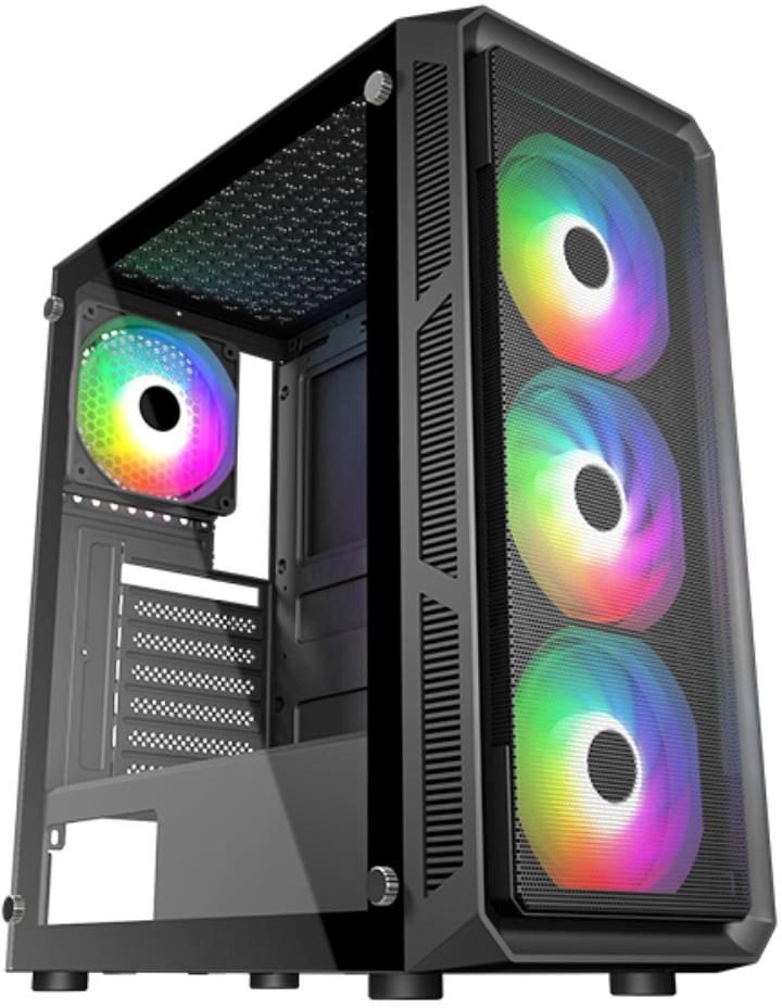 Kuti kompjuteri Crono Hermes Mesh ARGB VX HE19A, midi tower, xham i temperuar, e zezë