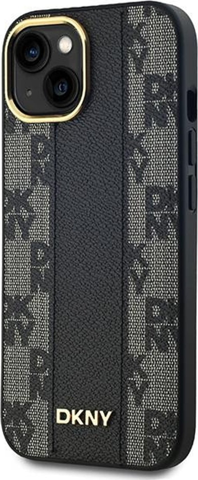 Заштита за телефон Guess за iPhone 13 14 15, 6.1", тврда маска од кожа со MagSafe, црна