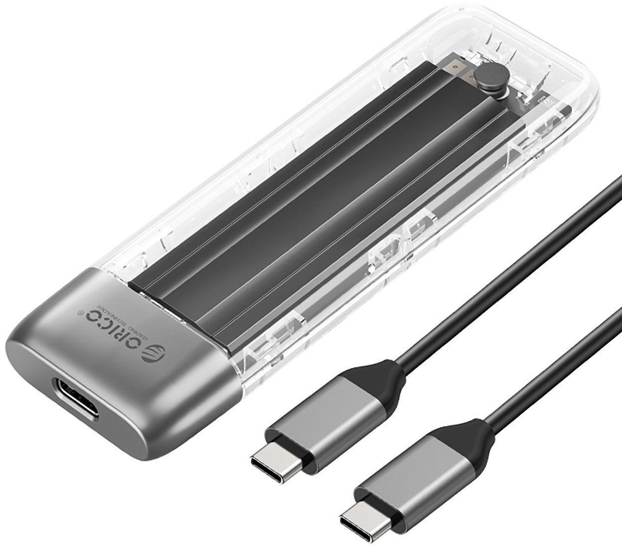 Надворешно куќиште Orico TXM2 C3 за SSD M.2 NVMe, USB 3.2 Gen 2 10Gb/s, проѕирно