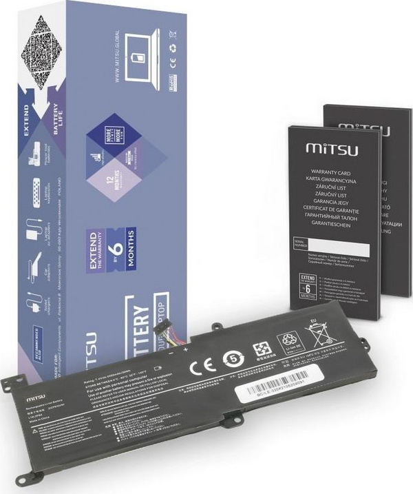 Bateri për laptop Mitsu Lenovo IdeaPad 320, 7.4–7.6V, 4050 mAh, e zezë