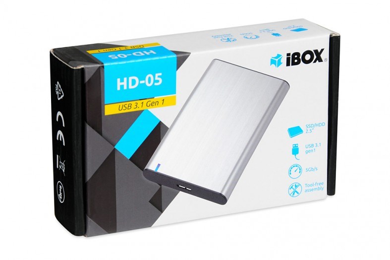 Enkllozhë për disk 2.5" IBOX HD-05, SATA 6Gb/s, USB 3.1, gri
