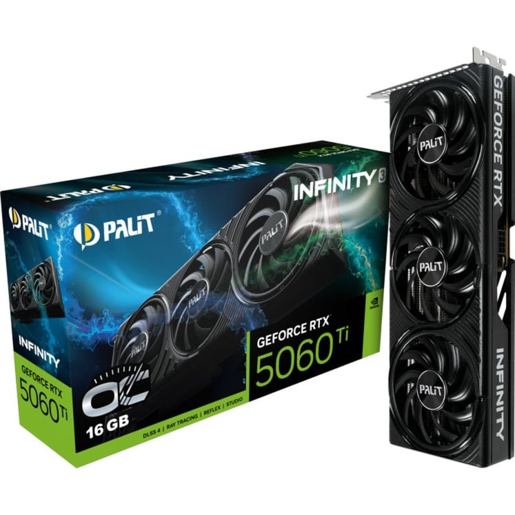 Kartë grafike Palit GeForce RTX 5060 Ti Infinity 3 OC, 16GB GDDR7, NVIDIA, e zezë