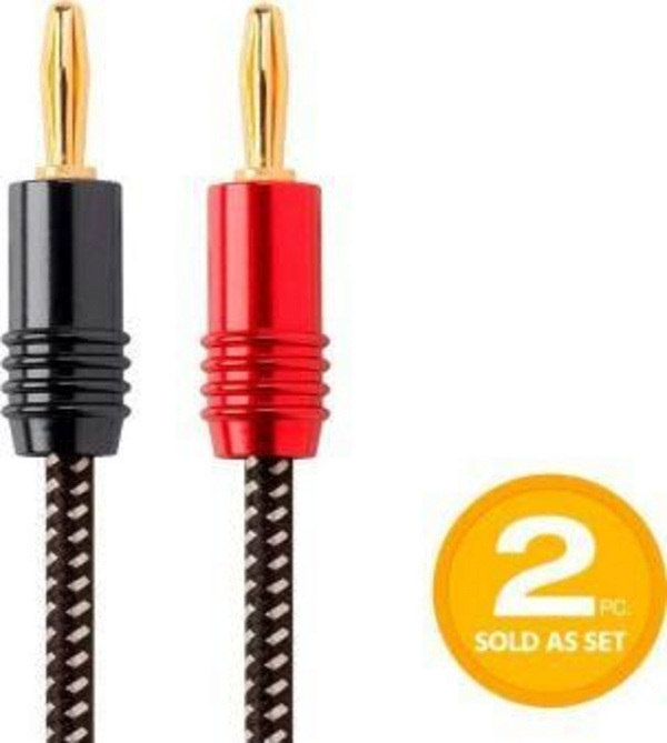 Kabllo audio Monoprice Speaker Wire Braided, 14AWG, 3m, me banana plugs