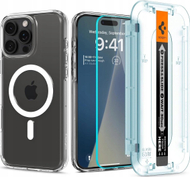 Заштитен сет Spigen Ultra Hybrid MagSafe, за iPhone 16 Pro Max, со заштитно стакло, бел