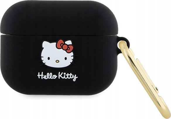 Mbulesë silikoni për AirPods Pro Hello Kitty, likuide, e zezë