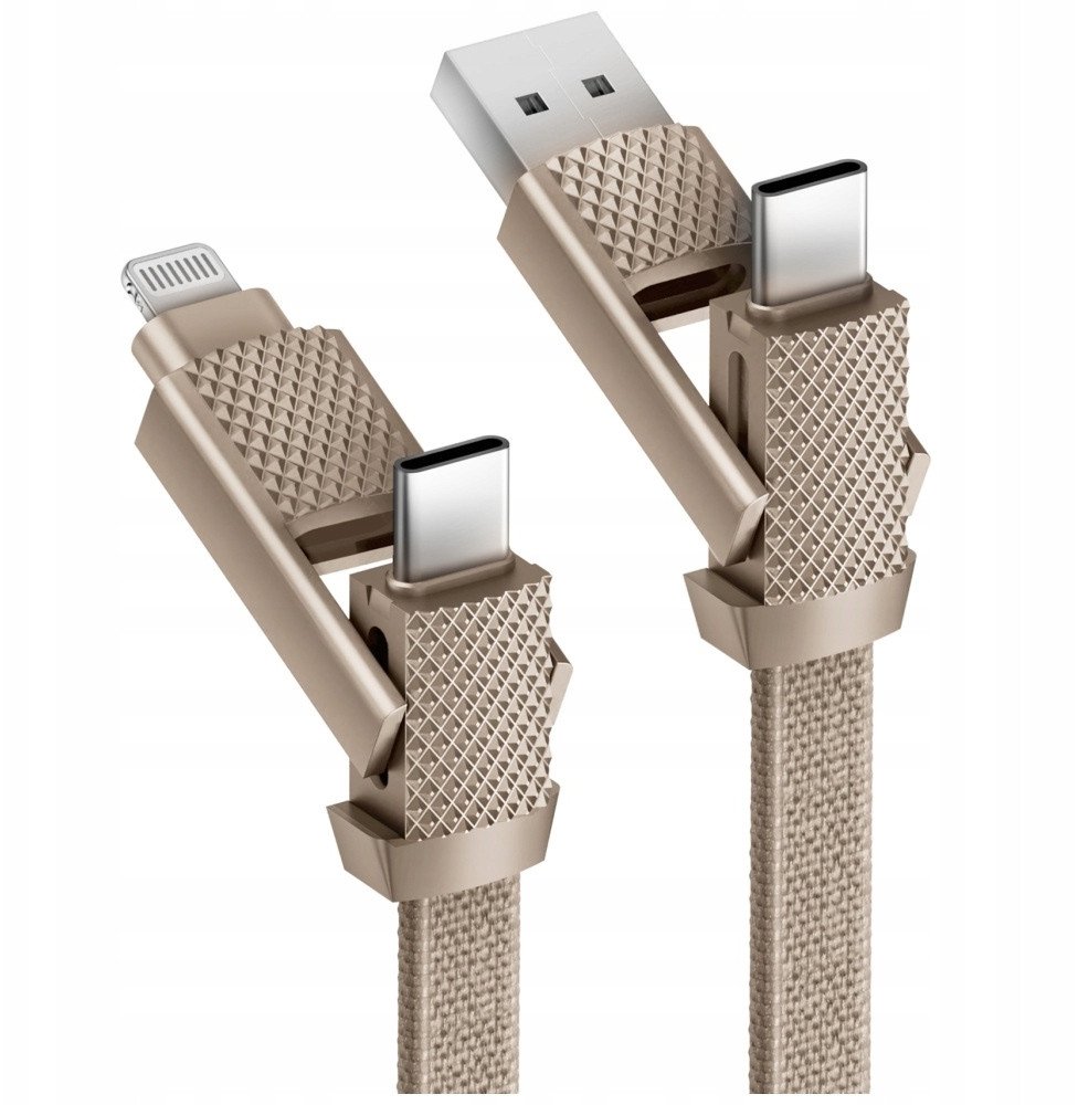 Kabllo Bazic GoCharge Alucable 4in1, USB A në USB C dhe Lightning, 15cm, 60W