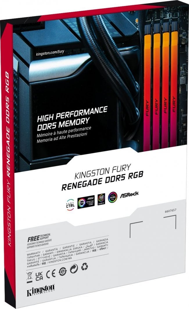 Memorie Kingston Fury Renegade RGB, DDR5, 96 GB, 6400 MHz, CL32, KF564C32RSAK2-96
