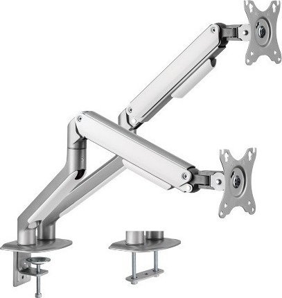 Mbajtës dyfishtë për monitorë Konig, 17"-32", krah me sustë, i zi